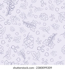 Seamless vector pattern for gift paper with blackcurrant berries on light background