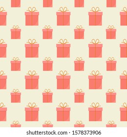 Seamless vector pattern with gifts. Seamless childish pattern for cards, wrapping papers, posters. Creative hand drawn pattern for holidays and parties