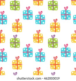 Seamless Vector Pattern of Gifts Stylized as Pencil Drawing