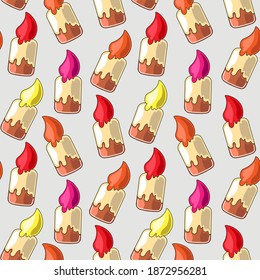 Seamless vector pattern with gingerbread in the form of candle