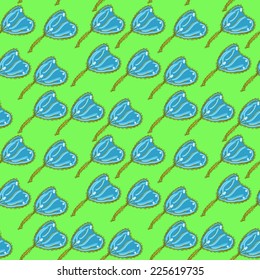 Seamless vector pattern with ginko leaves. Foliage