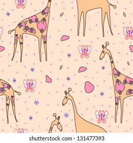 seamless vector pattern with giraffe