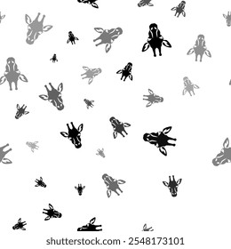 Seamless vector pattern with giraffe head symbols, creating a creative monochrome background with rotated elements. Vector illustration on white background