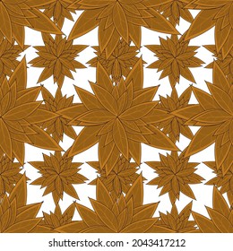 Seamless vector pattern.  Gold brown leaf style. Ethnic tribal design for background, fabric and paper.