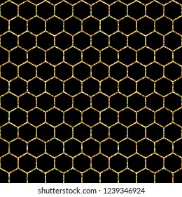 Seamless vector pattern with gold element on black background