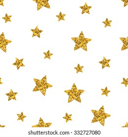 Seamless vector pattern with gold glitter stars.