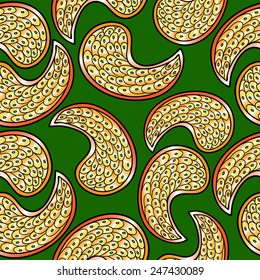 Seamless vector pattern with gold ornament Paisley