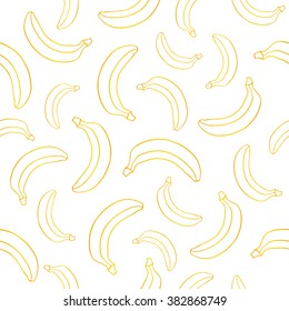 Seamless vector pattern of golden bananas on a white background.