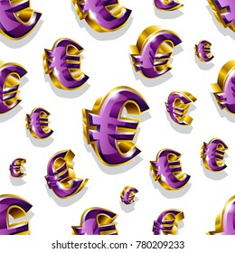 Seamless vector pattern with golden euro symbols. Can be used for wrapping, packaging, brochure, flyer, web and any kind of decoration.