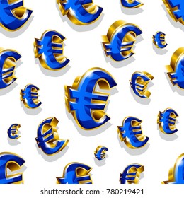 Seamless vector pattern with golden euro symbols. Can be used for wrapping, packaging, brochure, flyer, web and any kind of decoration.