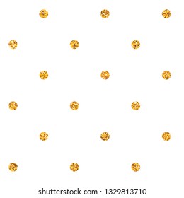 Seamless vector pattern with golden glitter polka dots on white background