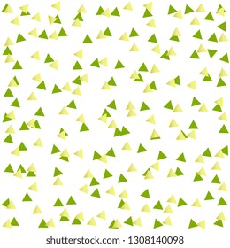 Seamless vector pattern with golden, green confetti on a white background. Holiday cover, wrapping and wrapping background. Abstract cute illustration.
