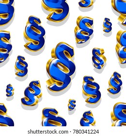 Seamless vector pattern with golden paragraph symbols. Can be used for wrapping, packaging, brochure, flyer, web and any kind of decoration.