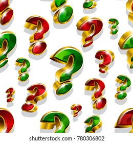 Seamless vector pattern with golden question marks. Can be used for wrapping, packaging, brochure, flyer, web and any kind of decoration.