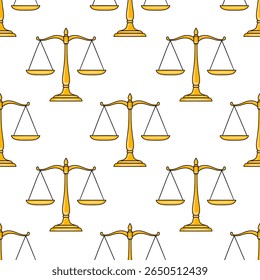 Patrón de Vector sin fisuras de escalas de oro de la justicia, que simboliza la ley, el equilibrio y la equidad, ideal para diseños legales o judiciales.