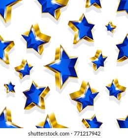 Seamless vector pattern with golden stars. Can be used for wrapping, packaging, brochure, flyer, web and any kind of decoration.