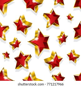Seamless vector pattern with golden stars. Can be used for wrapping, packaging, brochure, flyer, web and any kind of decoration.