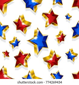 Seamless vector pattern with golden stars. Can be used for wrapping, packaging, brochure, flyer, web and any kind of decoration.