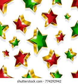 Seamless vector pattern with golden stars. Can be used for wrapping, packaging, brochure, flyer, web and any kind of decoration.
