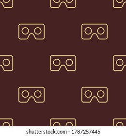Seamless vector pattern with golden VR logos. Virtual reality golden logos