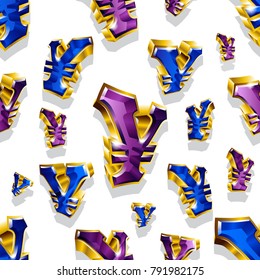 Seamless vector pattern with golden yen symbols. Can be used for wrapping, packaging, brochure, flyer, web and any kind of decoration.