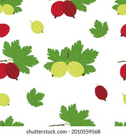 Seamless vector pattern with gooseberry branches