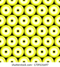 Seamless vector pattern of gradient circles in yellow colors. Abstract yellow mosaic background. Print for wrapping, web backgrounds, fabric, decor, surface, packaging, scrapbooking, etc. 
