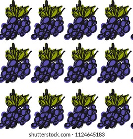 Seamless vector pattern with grapes.