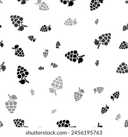 Seamless vector pattern with grapes symbols, creating a creative monochrome background with rotated elements. Vector illustration on white background