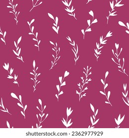 Seamless vector pattern of graphic floral and herbal elements. Background for greeting card, website, printing on fabric, gift wrap, postcard and wallpapers. 