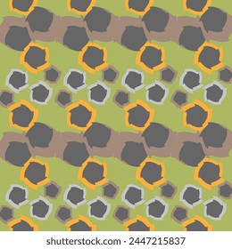 Seamless vector pattern of graphic geometric elements similar to gears in Art Deco style. Suitable for interior, wallpaper, fabrics, clothing, stationery.
