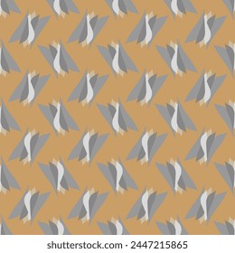 Seamless vector pattern of graphic geometric elements similar to feathers or wings. Suitable for interior, wallpaper, fabrics, clothing, stationery.