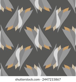 Seamless vector pattern of graphic geometric elements similar to feathers or wings. Suitable for interior, wallpaper, fabrics, clothing, stationery.