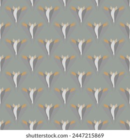 Seamless vector pattern of graphic geometric elements similar to feathers or wings. Suitable for interior, wallpaper, fabrics, clothing, stationery.