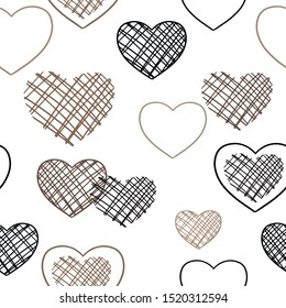 Seamless vector pattern. Graphic hand drawing hearts. Cute romantic wallpaper. Abstract background for wrapping paper, fabric, cards, prints and etc.