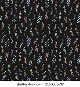 Seamless vector pattern of graphic  herbal elements. Background for greeting card, website, printing on fabric, gift wrap, postcard and wallpapers. 