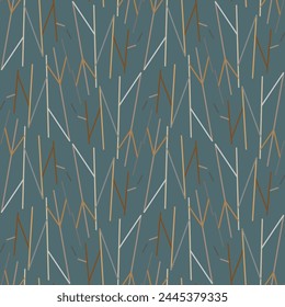Seamless vector pattern with graphic imitation of mountains, geometric shapes, stripes. Suitable for interior, wallpaper, fabrics, clothing, stationery.
