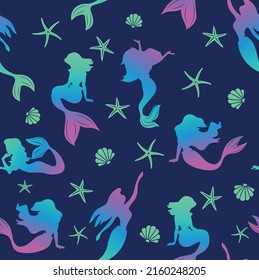 seamless vector pattern. graphic Mermaid design pattern for girls, Creative background for textile, prints, paper wrap