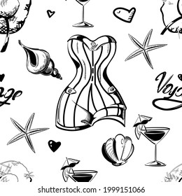 Patrón de vectores sin inconvenientes Elementos de vacaciones de estilo gráfico Fondos Impresiones Textiles