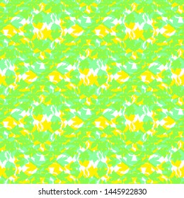 Seamless vector pattern. Graphics. Green silhouettes of flowers on white background. For decor and design of fabric, paper, Wallpaper, packaging. Layered pattern. Grid of leaves. Solar pattern.