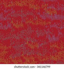 Seamless vector pattern with grass or herb on a purple background