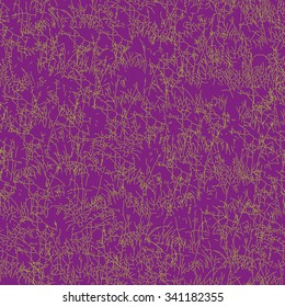 Seamless vector pattern with grass or herb on a violet background