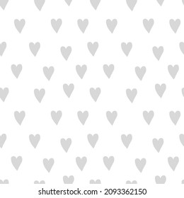 Seamless vector pattern with gray and black hearts illustrations on transparent background. Scandinavian,abstract hand drawn line style print.Design for textile, fabric, wrapping paper,packaging.