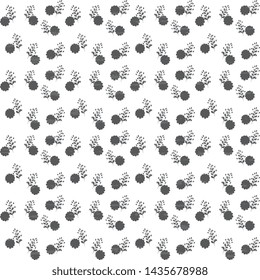 Seamless vector pattern of gray flowers and leaves on a white background, for the hoop, the surface, packaging, postcards. Abstract summer illustration, textured.
