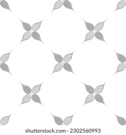 Seamless vector pattern with gray flowers on a white background, artistic, textured. Cute cover illustration, packaging and packaging background.