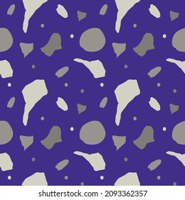 Seamless vector pattern with gray Greek illustrations on purple Very Peri background.Trendy, floral hand drawn line style print.Design for textiles, fabric, wrapping paper, packaging, scrapbook paper.