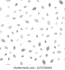 Seamless vector pattern with gray leaves of different sizes on a white background. Monochrome texture for bed linen, wallpapers, tiles, clothes, tablecloths.