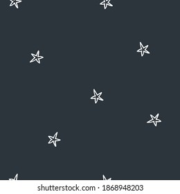 Seamless vector pattern with gray stars on the white background. Creative hand drawn textures. Vector illustration.