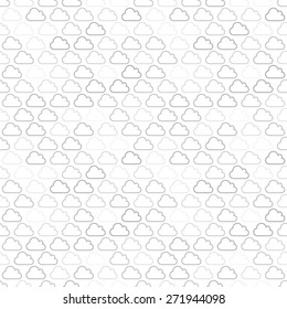 Seamless vector pattern. Gray and white texture with cloud outline icon pattern