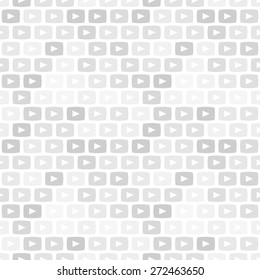 Seamless vector pattern. Gray and white texture with play icon pattern